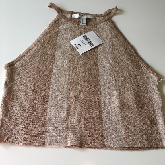 Forever21 (New) Rose Gold Striped Crop Cami / Top - Picture 3 of 5